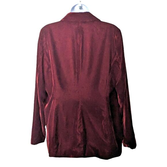Pure Collection Velvet Blazer Wine Red One Button Jacket 8/10 Relaxed Fit - Picture 2 of 8
